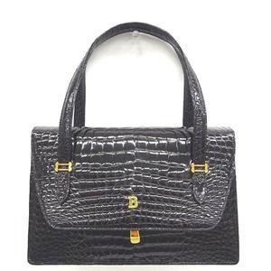 BALLY Handbag Croco Leather Black